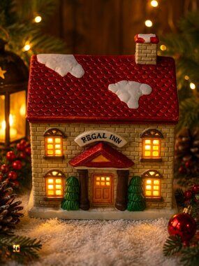 Vintage Ceramic Regal Inn Light-Up House by CR Collection 1993